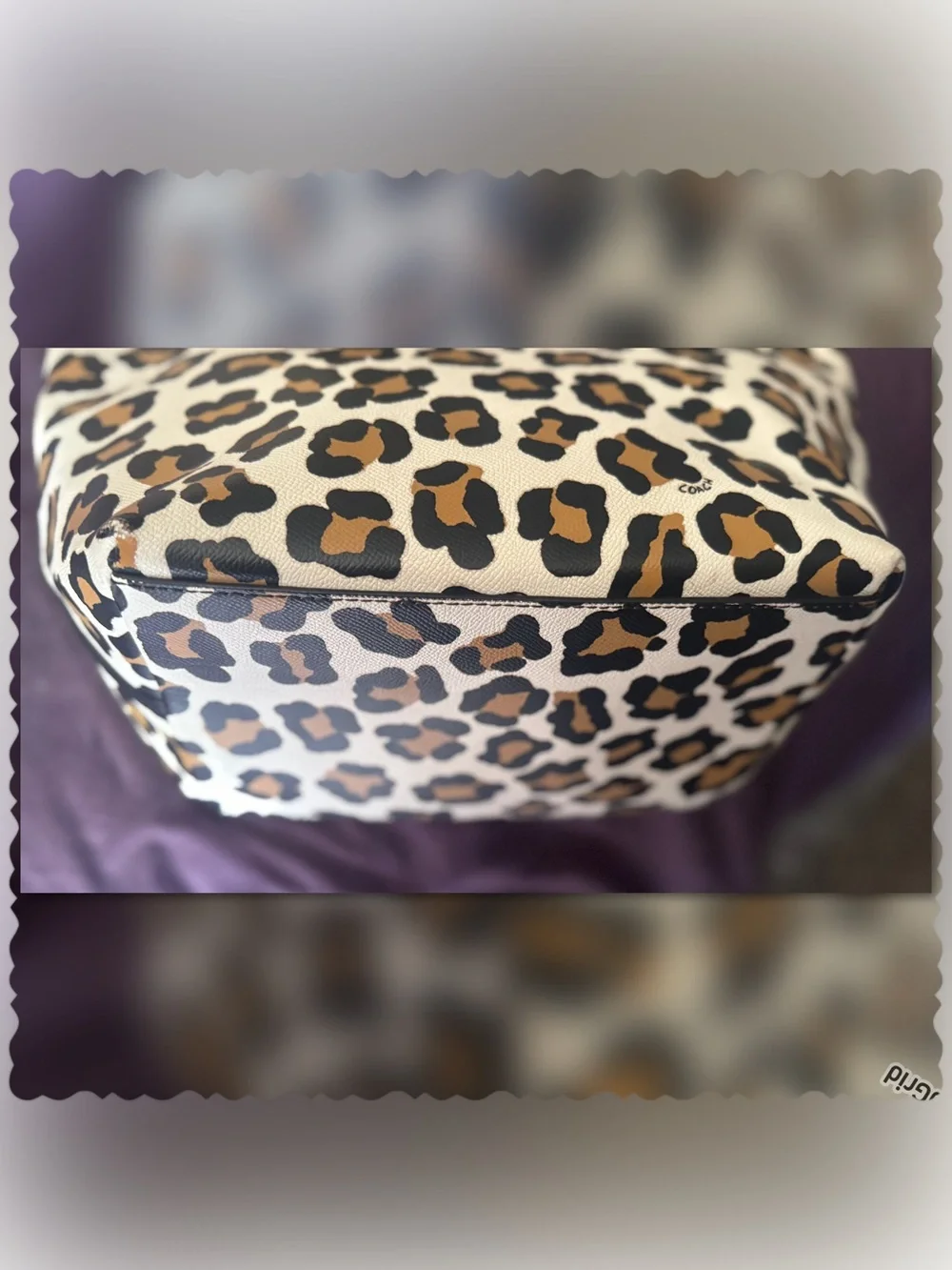 Coach Taxi Zip Top Tote Ocelot Leopard Print #33969 Like new/EUC